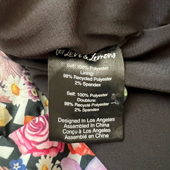 For Love & Lemons Womens June Bell Sleeve Black Checkerboard Mushroom Mini Dress - Picture 11 of 14